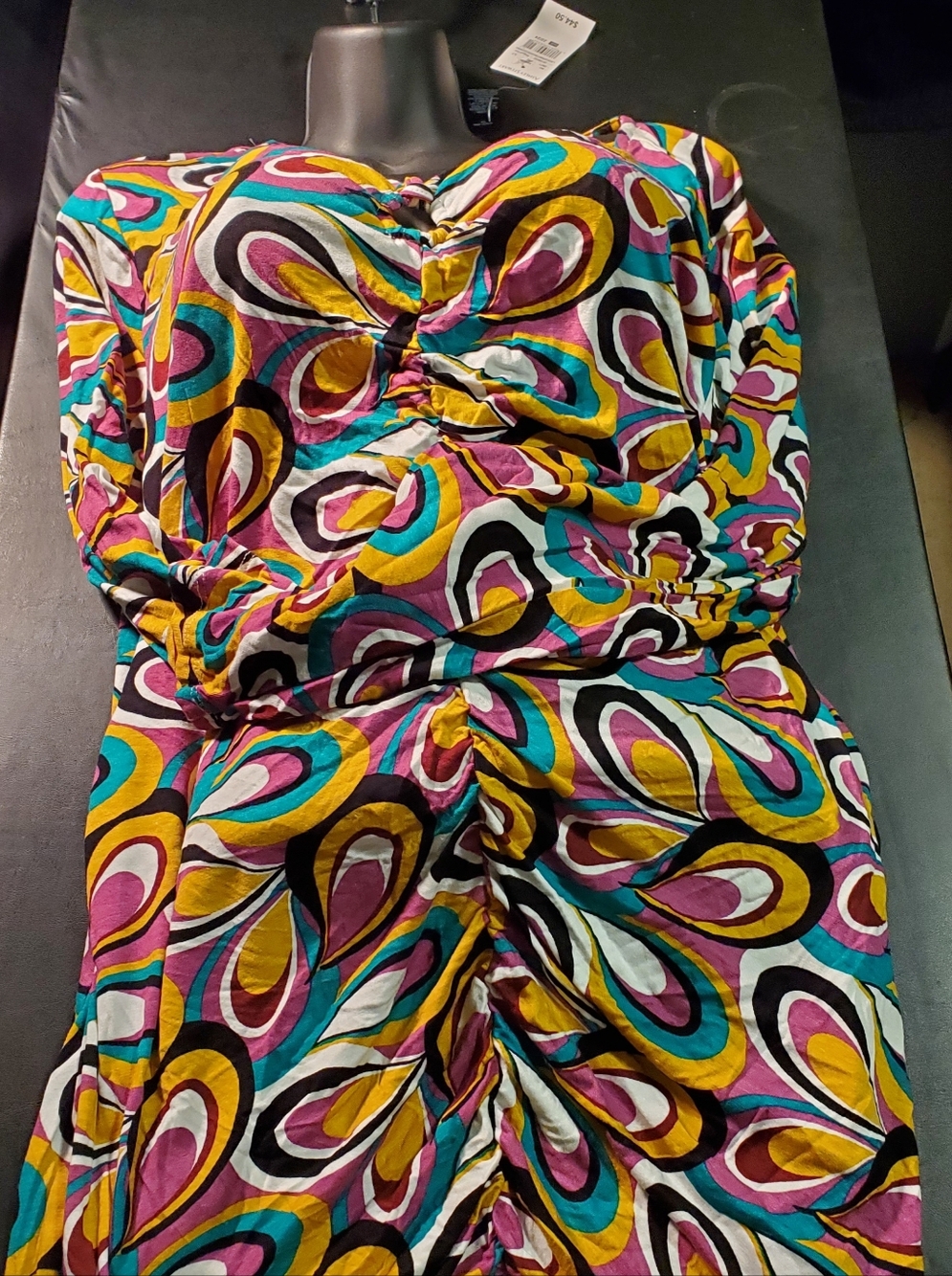 Ashley Stewart Multicolor Size 22/24 Ruched Women's Long Slevee Dress Top